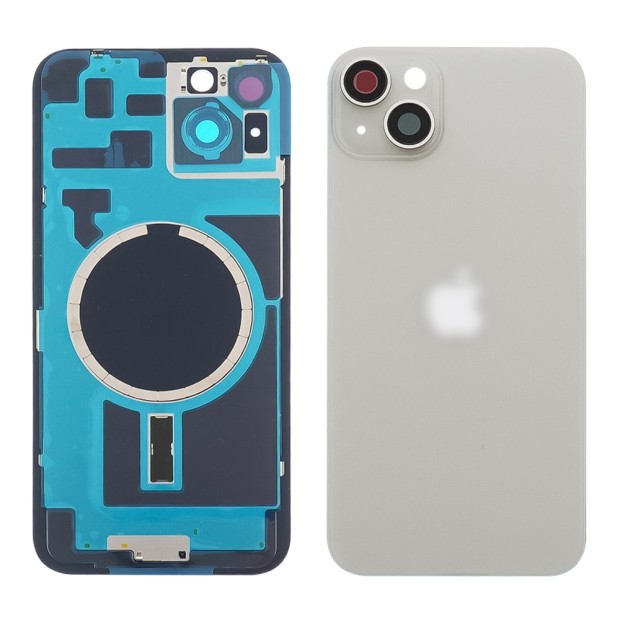 Заднее стекло корпуса для Apple iPhone 14 Plus White (белое) с рамкой и стеклом камеры