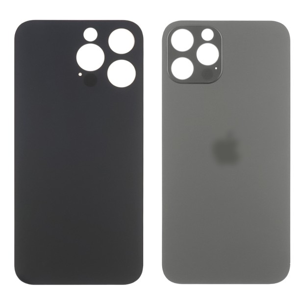 Заднее стекло корпуса для Apple iPhone 14 Pro Max Space Black (серое) маленький вырез под камеру