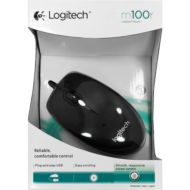 Мышь проводная Logitech M100r (Чёрный)