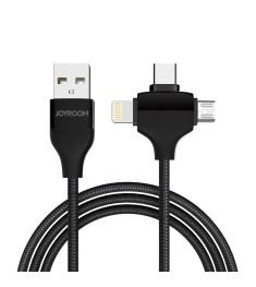 USB-кабель Joyroom S-L317 3 в 1 (Lightning / MicroUSB / Type-C) (Чёрный)