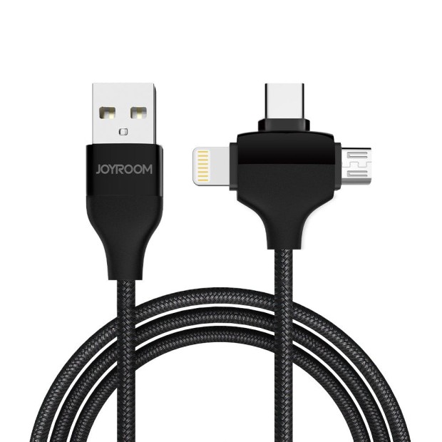 USB-кабель Joyroom S-L317 3 в 1 (Lightning / MicroUSB / Type-C) (Чёрный)