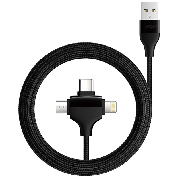 USB-кабель Joyroom S-L317 3 в 1 (Lightning / MicroUSB / Type-C) (Чёрный)