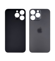 Заднее стекло корпуса для Apple iPhone 14 Pro Space black (тёмно-серое) (Big Hol..