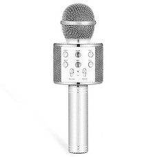 Микрофон-караоке Bluetooth WS-858 (Серебряный)