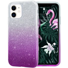 Силиконовый чехол Glitter Apple iPhone 11 (Серебряно-фиолетовый)