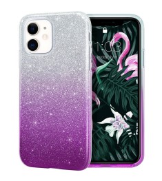 Силиконовый чехол Glitter Apple iPhone 11 (Серебряно-фиолетовый)