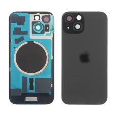 Заднее стекло корпуса для Apple iPhone 15 Black (чёрное) с рамкой и стеклом камеры