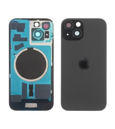 Заднее стекло корпуса для Apple iPhone 15 Black (чёрное) с рамкой и стеклом каме..