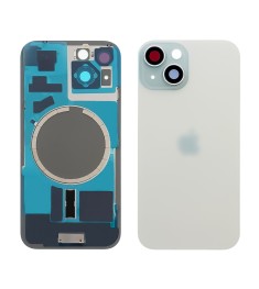 Заднее стекло корпуса для Apple iPhone 15 Blue (голубое) с рамкой и стеклом каме..
