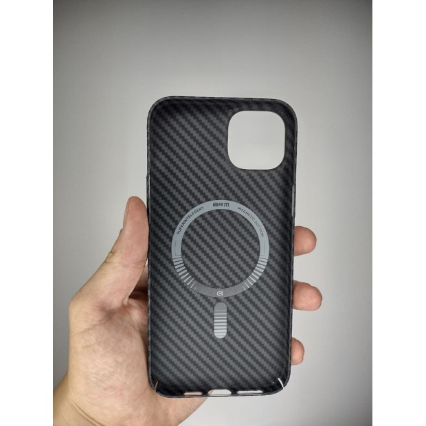 Чехол-накладка Carbon MagSafe для Apple iPhone 15 Plus (Чёрный)