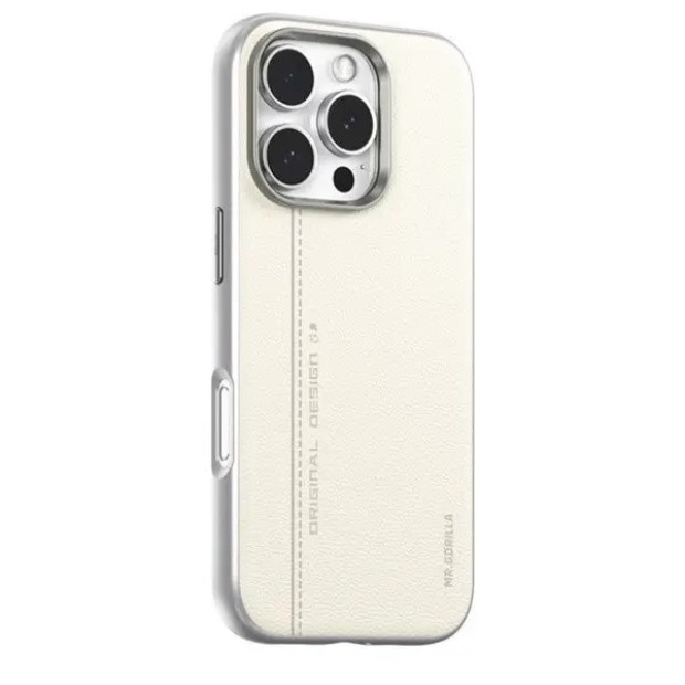 Чехол Blueo Premium Leather with MagSafe Apple iPhone 16 Plus (White)