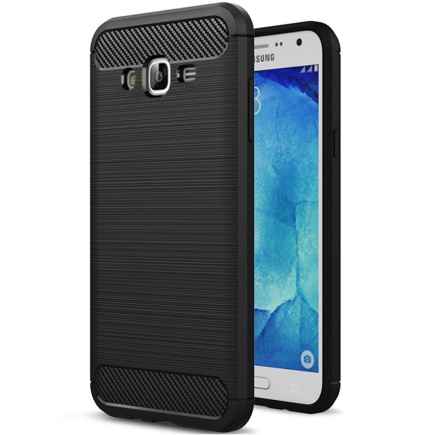 Силиконовый чехол Polished Carbon Samsung Galaxy J7 (2015) J700 (Чёрный)