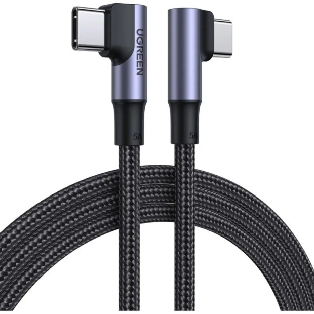 USB-кабель UGREEN US335 Angled 100W (1m) (Type-C to Type-C) (Black)