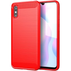 Силикон Polished Carbon Xiaomi Redmi 9A (Красный)