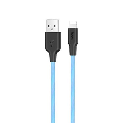 USB-кабель Hoco Silicone X21 Plus Fluorescent 1m (Lightning) (Голубой)