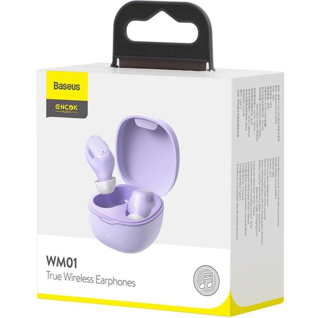 Беспроводные наушники-гарнитура вакуумные Baseus Encok WM01 (Purple)