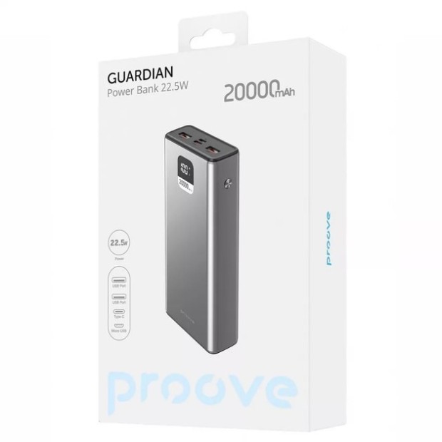 PowerBank Proove Guardian 22.5W 20000mAh (Metal Grey)