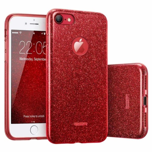 Силиконовый чехол Glitter Apple iPhone 7 / 8 (красный)