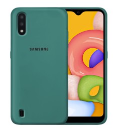 Силикон Original 360 Case Logo Samsung Galaxy A01 (2020) (Тёмно-зелёный)