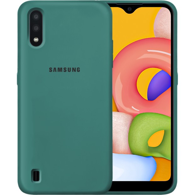 Силикон Original Case Samsung Galaxy A01 (2020) (Тёмно-зелёный)