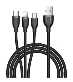 USB-кабель Joyroom S-M355 3 в 1 (Lightning / MicroUSB / Type-C) (Чёрный)
