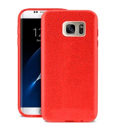 Силикон Glitter Samsung Galaxy S7 Edge (Красный)