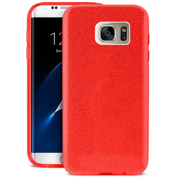 Силикон Glitter Samsung Galaxy S7 Edge (Красный)