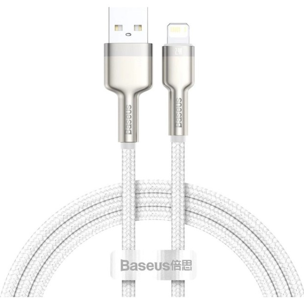 USB-кабель Baseus Cafule Metal Data 2.4A (2m) (Lightning) (Белый) CALJK-B02