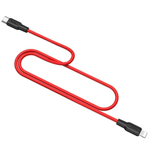 USB-кабель Hoco Silicone X21 Plus PD20W (Type-C to Lightning) (Черно-красный)