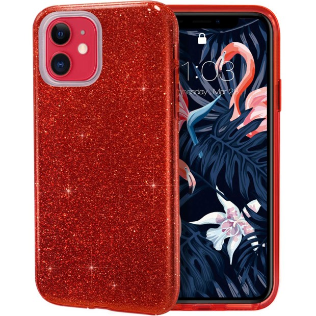 Силиконовый чехол Glitter Apple iPhone 11 (Красный)