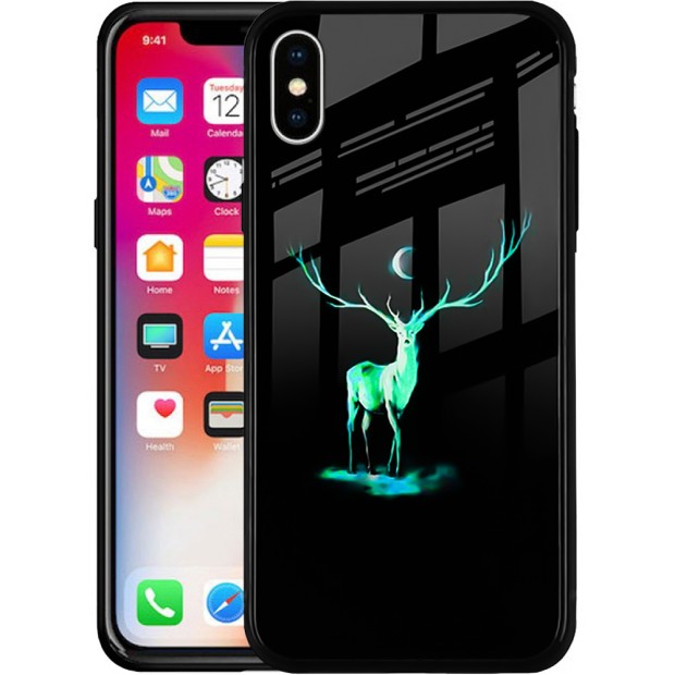 Накладка Luminous Glass Case Apple iPhone X / XS (Deer)