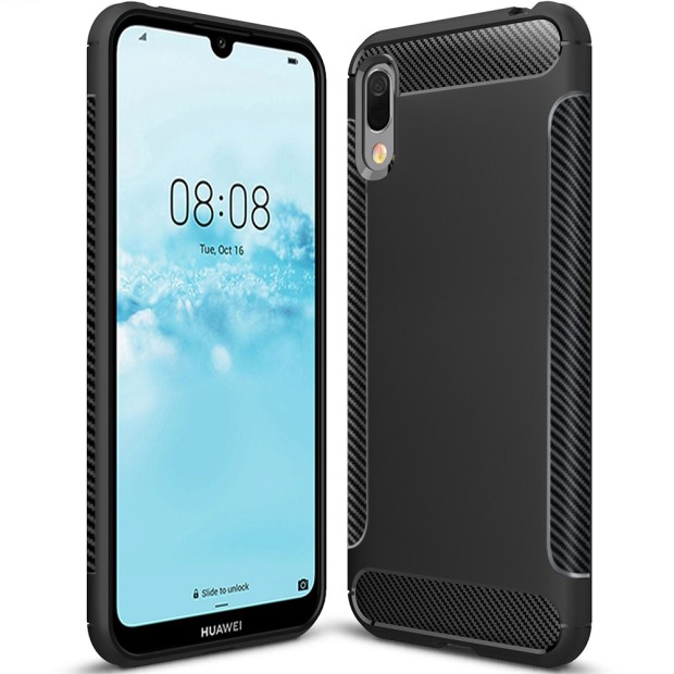 Силикон Soft Carbon Huawei Y6 (2019) / Honor 8A (Чёрный)