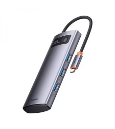 Переходник USB HUB Baseus Baseus Metal Gleam Series 4in1 (Type-C) (USB3.0+1RJ45)..