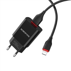 СЗУ-адаптер USB Borofone BA20A 2.1A + Lightning-кабель (Чёрный)