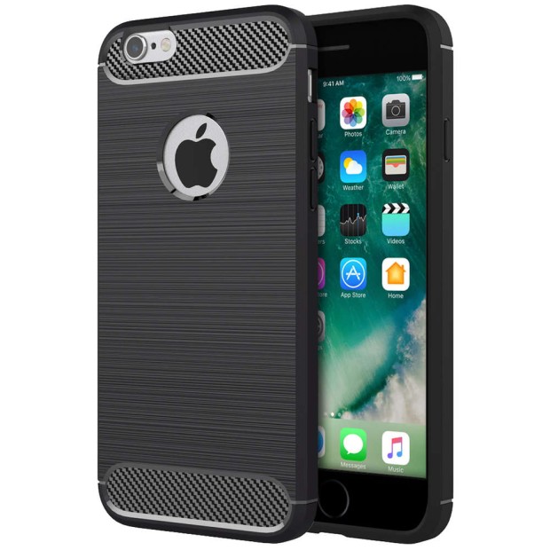 Силиконовый чехол Polished Carbon Apple iPhone 6 / 6s (черный)