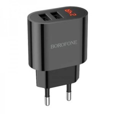 СЗУ-адаптер USB Borofone BA63A Richy Display (2USB) (Чёрный)