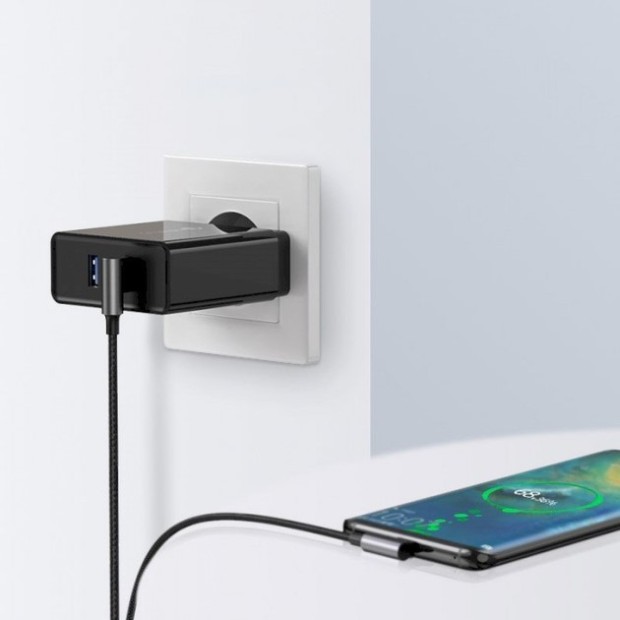USB-кабель UGREEN US176 Angled 3A (1m) (Type-C) (Чёрный)