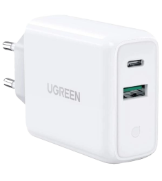 СЗУ-адаптер UGREEN CD170 38W QC3.0 (1USB/1Type-C) (White)
