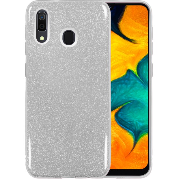 Силиконовый чехол Glitter Samsung Galaxy A30 (2019) (Серебрянный)