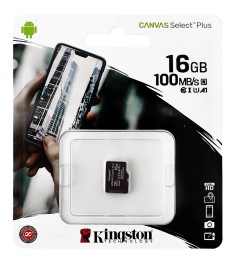 Карта памяти Kingston Canvas Select Plus MicroSDHC 16Gb (UHS-1) (Class 10)