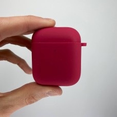 Чехол для наушников Full Silicone Case with Microfiber Apple AirPods (Rose Red)