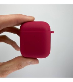 Чехол для наушников Full Silicone Case with Microfiber Apple AirPods (Rose Red)