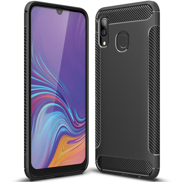 Силикон Soft Carbon Samsung Galaxy A20 / A30 (2019) (Чёрный)