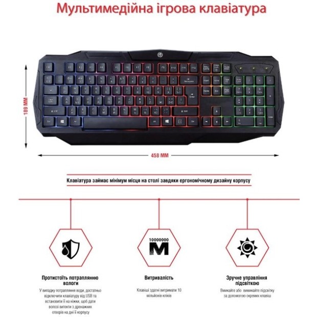 Клавиатура Piko GX50 + Мышь + Коврик (Чёрный)