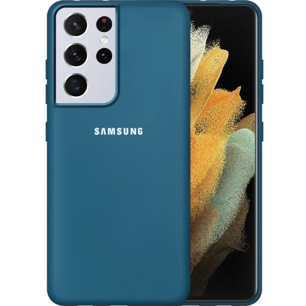 Силикон Original 360 Case Logo Samsung Galaxy S21 Ultra (Тёмно-синий)