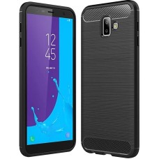 Силиконовый чехол Polished Carbon Samsung Galaxy J6 Plus (2018) J610 (Чёрный)