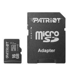 Карта памяти Patriot LX Series MicroSDHC 16Gb (UHS-1) (Class 10) + SD-адаптер