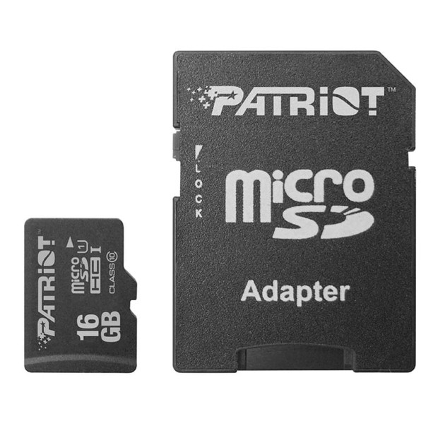 Карта памяти Patriot LX Series MicroSDHC 16Gb (UHS-1) (Class 10) + SD-адаптер