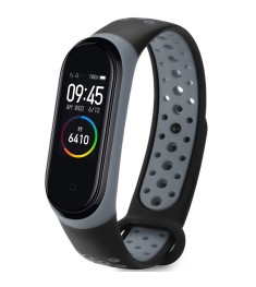 Ремешок Nike Style Xiaomi Mi Band 3 / Mi Band 4 (Чёрно-серый)