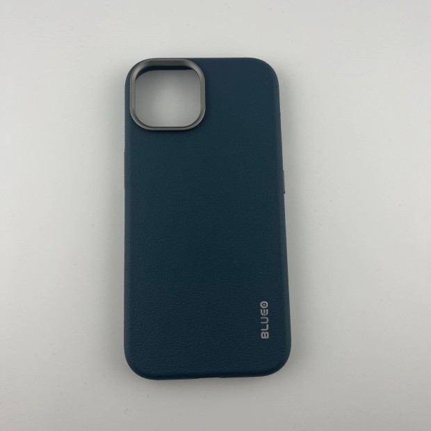 Накладка Blueo Premium Leather MagSafe Apple iPhone 15 (Dark Blue)